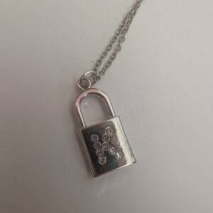 Silver "K" Initial Padlock Pendant Necklace